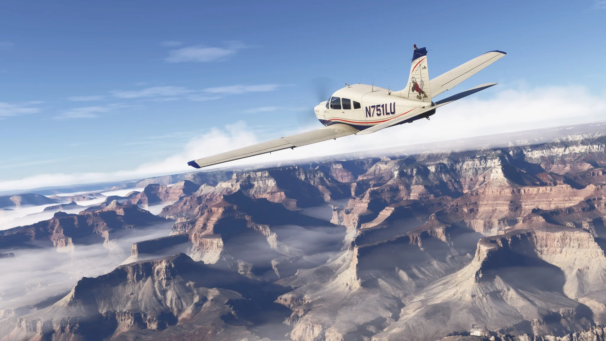 An in-flight photo of Just Flight's PA28 Arrow