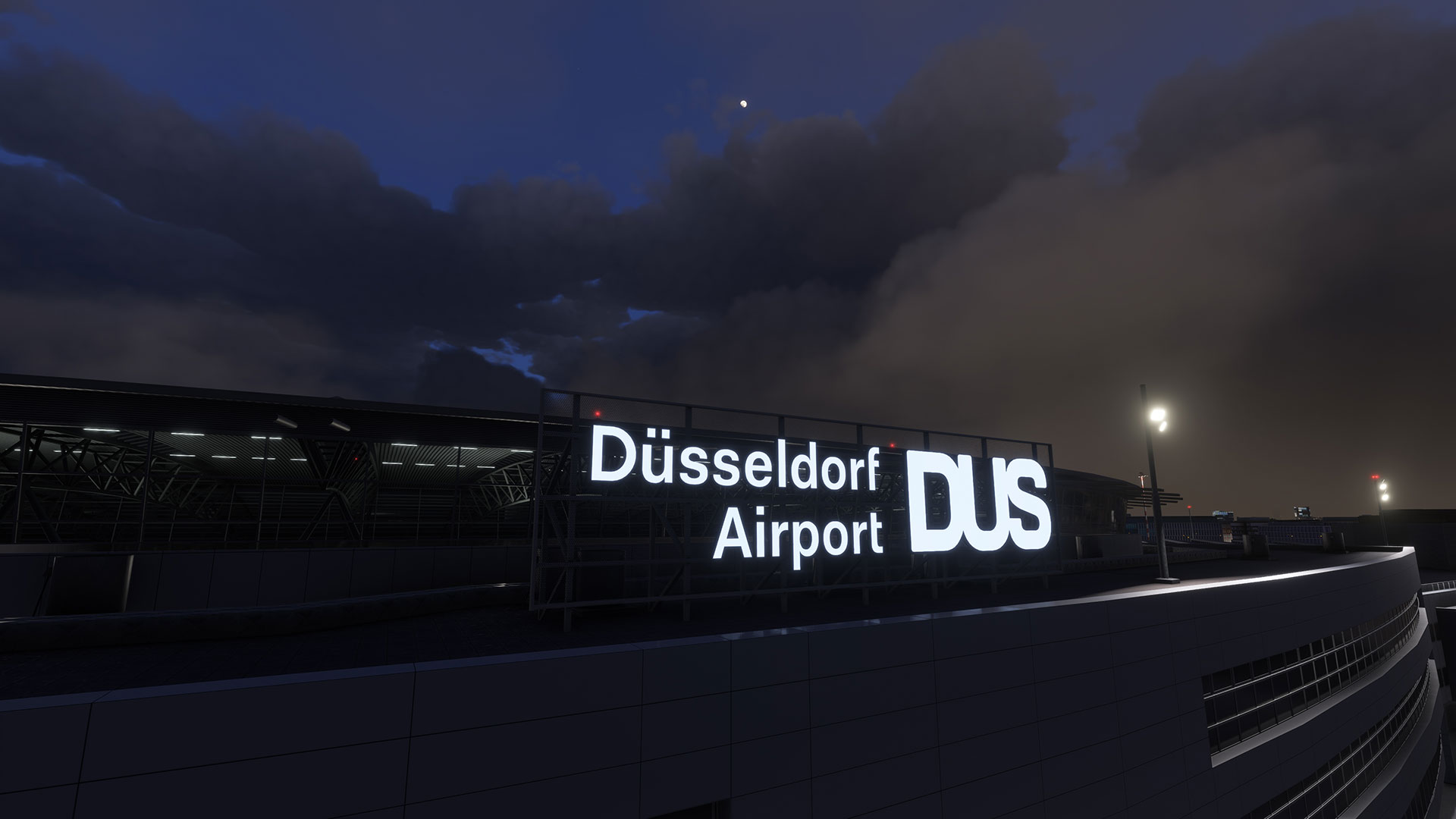 Illuminated signage of Düsseldorf Airport