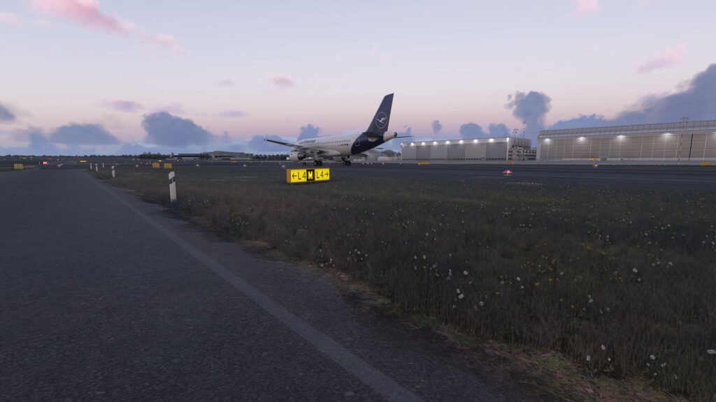 Taxiway signage at Aerosoft's Düsseldorf scenery