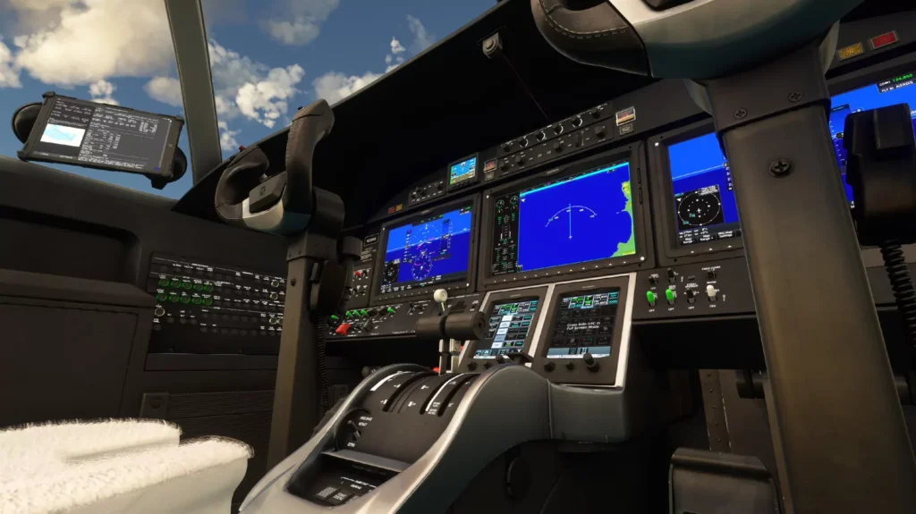 Cockpit of Cessna Caravan simulated