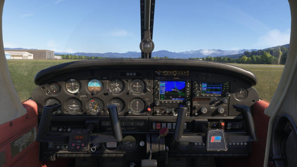 Just Flight Piper PA-28 cockpit instrument panel view