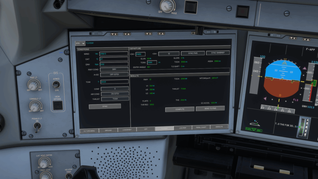 iniBuilds A350 TO Perf Page