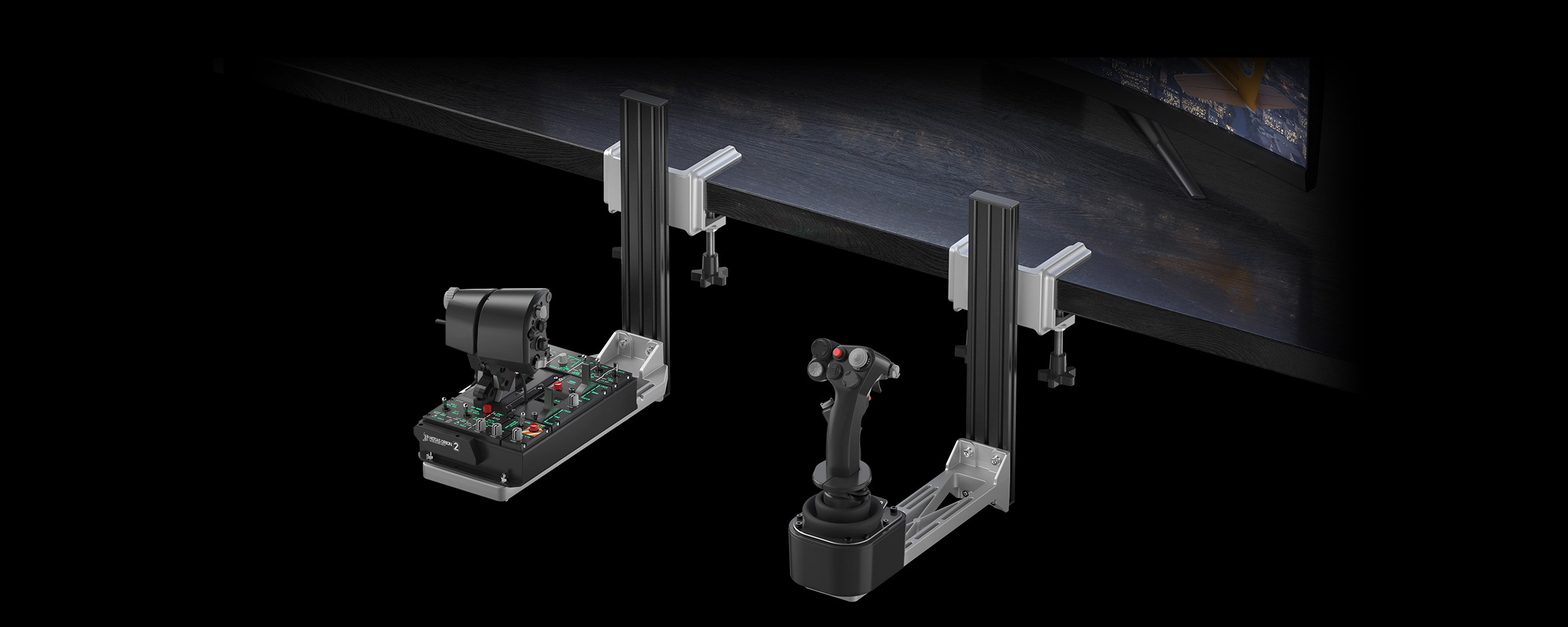 WINWING Throttle and Joystick mounts under desk