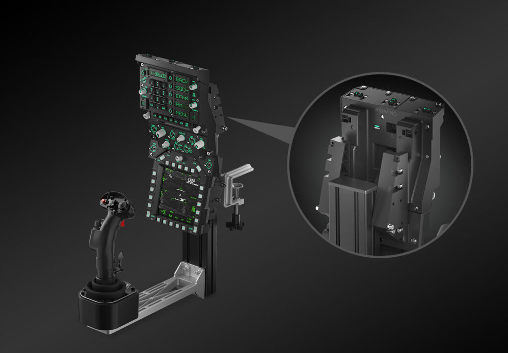 WINWING Throttle Mount with MFD mounted above