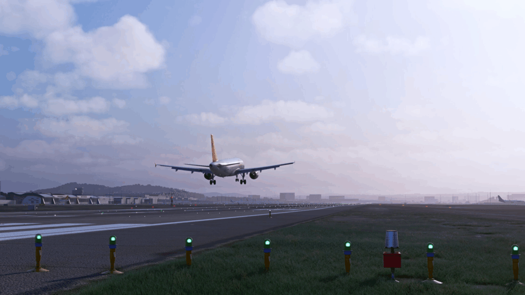 A scenic shot of a landing at the airport.