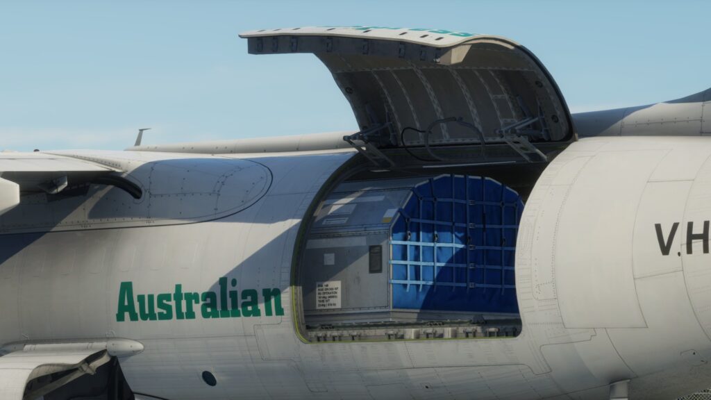 Just Flight BAe 146 offloading on-board cargo.