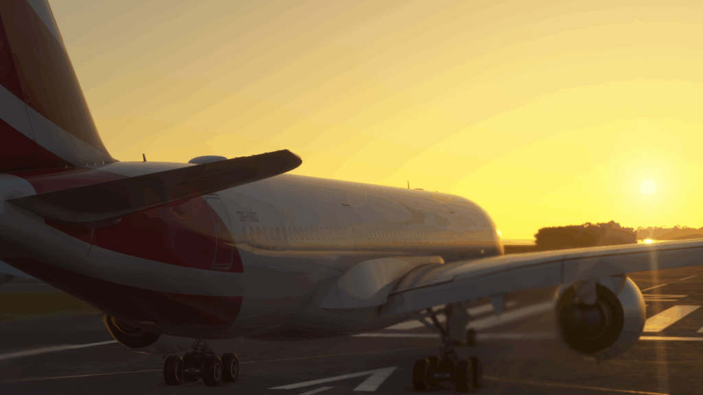 iniBuilds A350 Sunset take-off