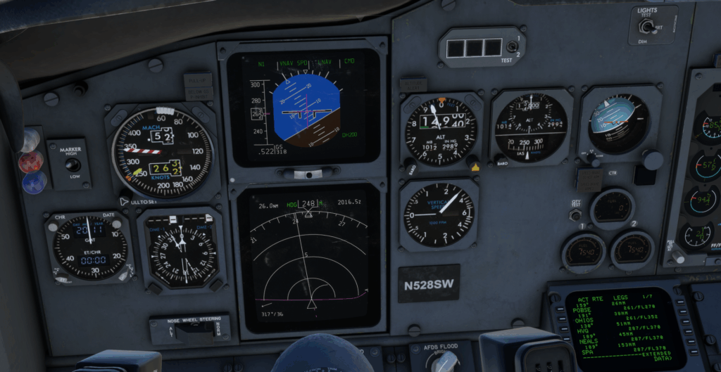 Image showing the CSS 737's autopilot turning perpendicular to its intended flight path