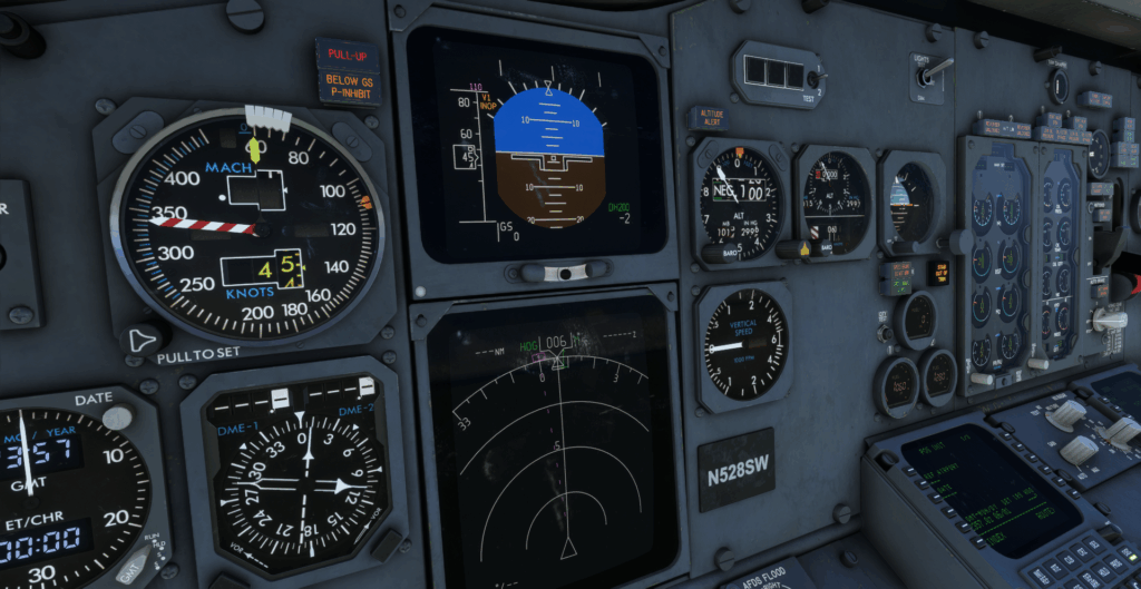 Image showing the digital and analog instruments on the captain's side of the cockpit in the CSS 737