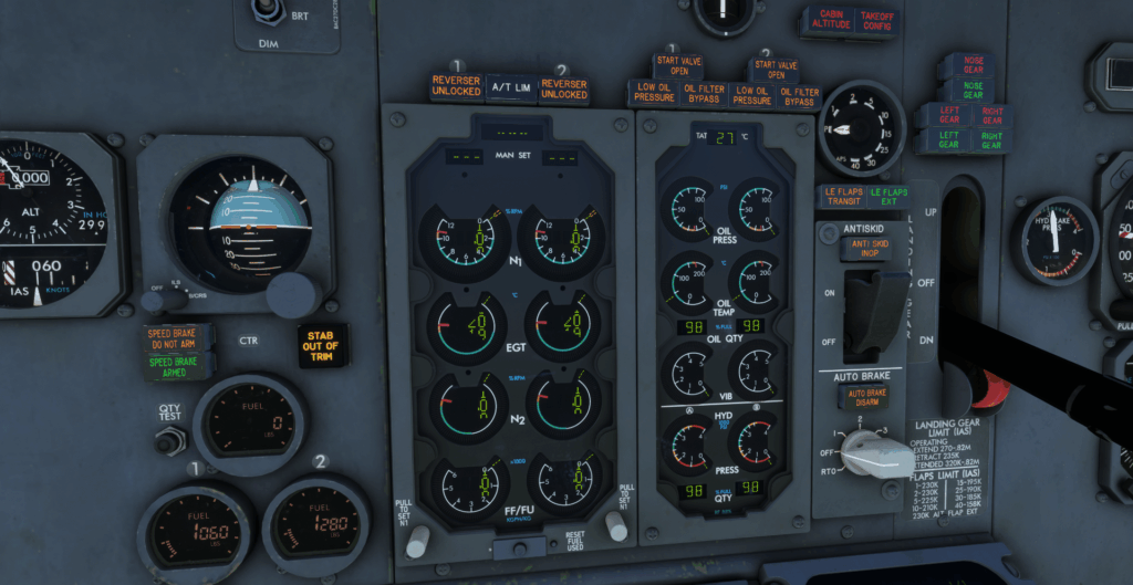Image showing the digital engine instruments in the CSS 737