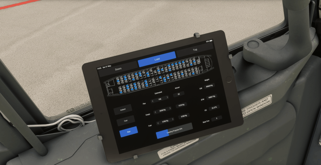 image showing the loading tool in the css 737's efb