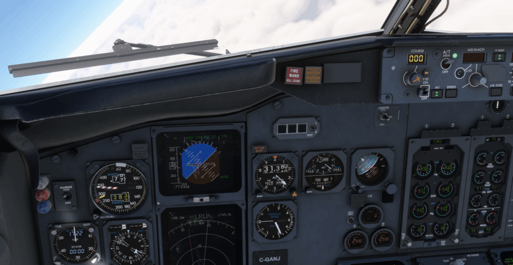 Image showing the CSS 737's autopilot hitting 45 degrees of bank on a right turn where it overshot its heading target