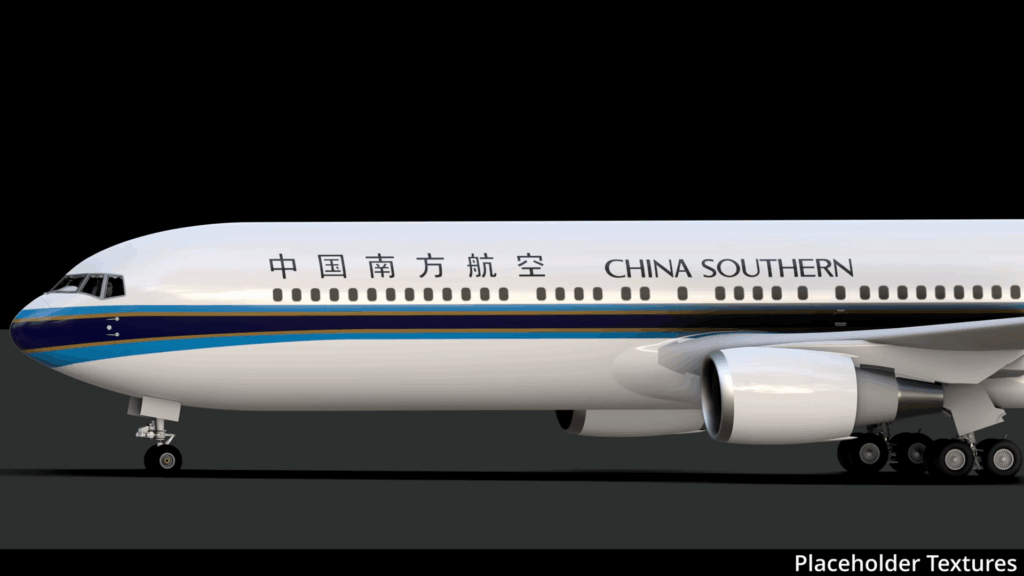 Screenshot from The BlueBird Simulations June Update showcasing the Boeing 767's exterior model