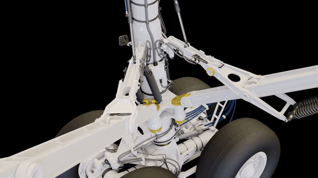 Screenshot from The BlueBird Simulations June Update showcasing the Boeing 767's landing gear