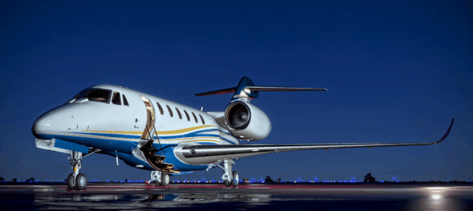 An external, nighttime view of the C750.