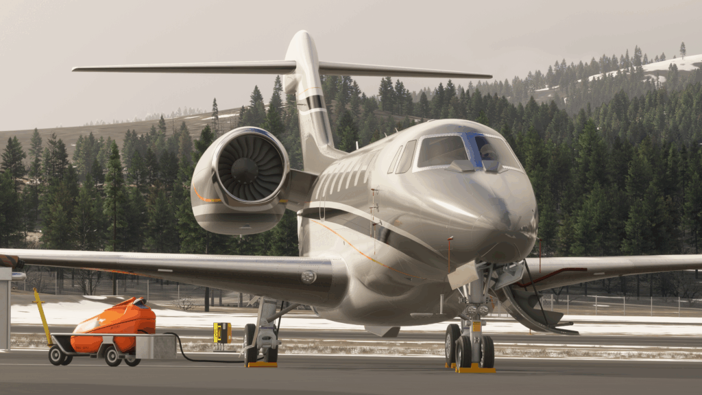 A view of a C750 parked in a winter season.