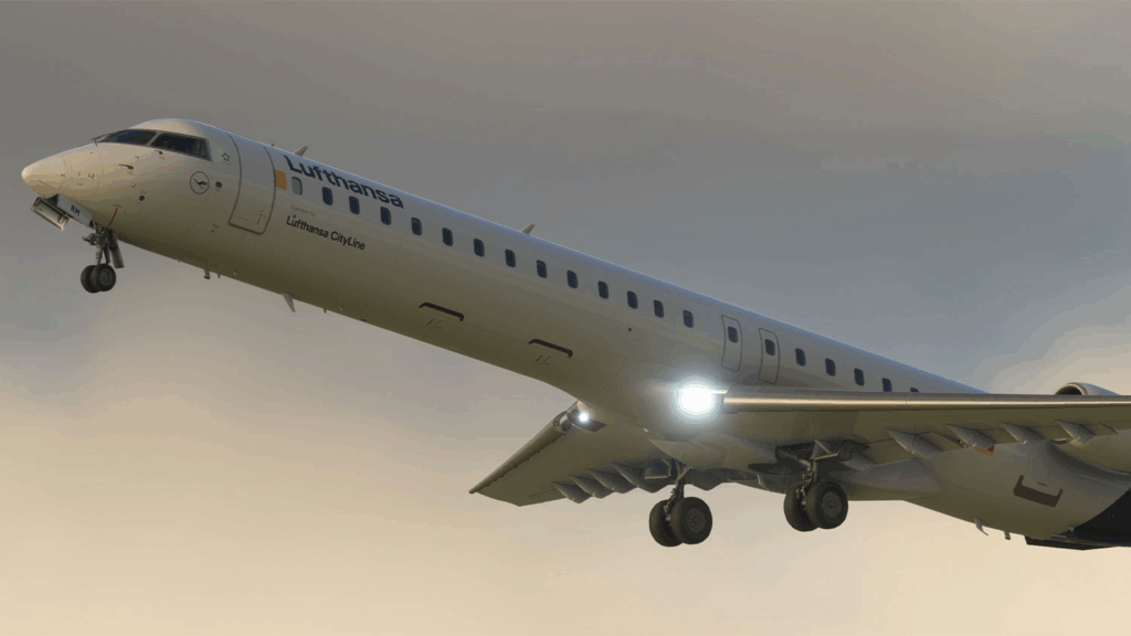 A view from under the CRJ, in Lufthansa CityLine colours.