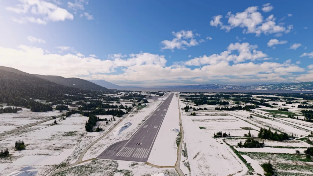 SoFly Ohrid Airport Runway Overview During Winter