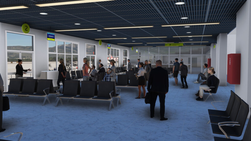 The interior of Samos's terminal.