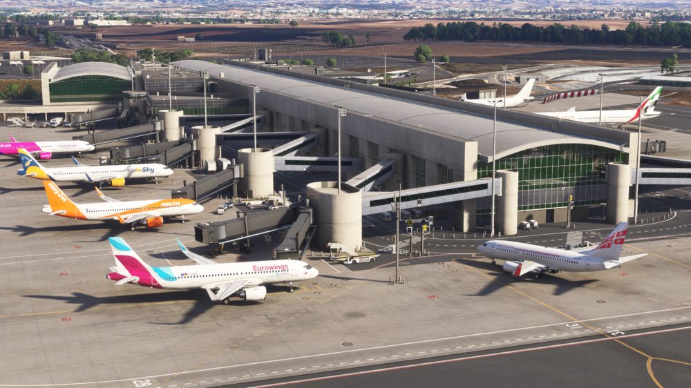 inibuilds Larnaca Terminal, aerial view