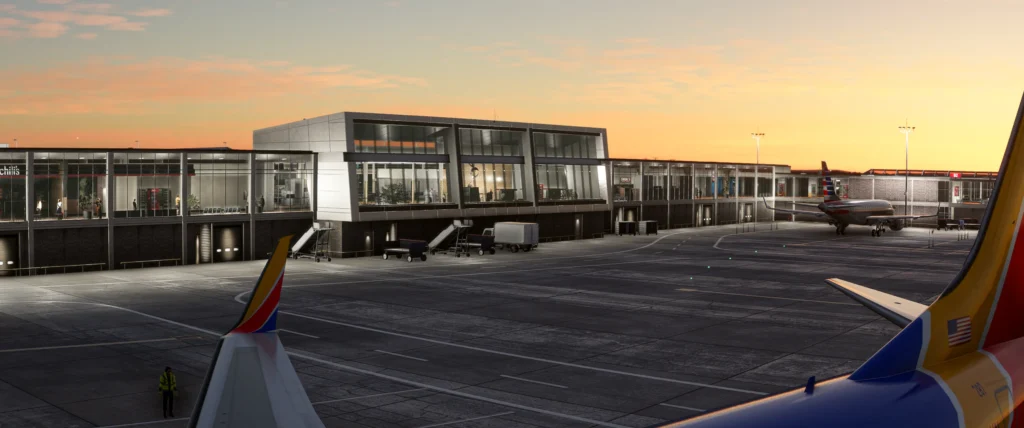 Fly2High Tulsa Airport Terminal at Dusk