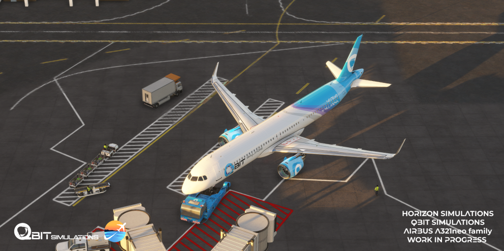 The Airbus A321neo sat on the apron in Microsoft Flight Simulator.