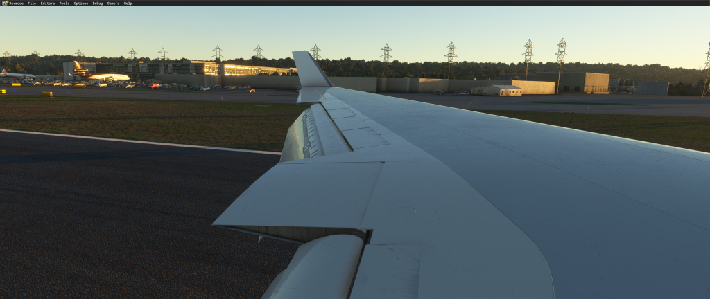 TFDi Design MD-11 Wing view on runway