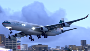 iniBuilds A340 Airliner for MSFS 2024 Cathay Pacific Landing at Kai Tak