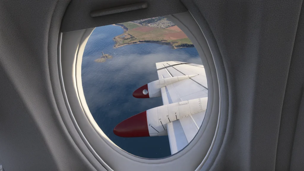 View of Just flight's Fokker F100 / F70 professional Wing through a cabin window