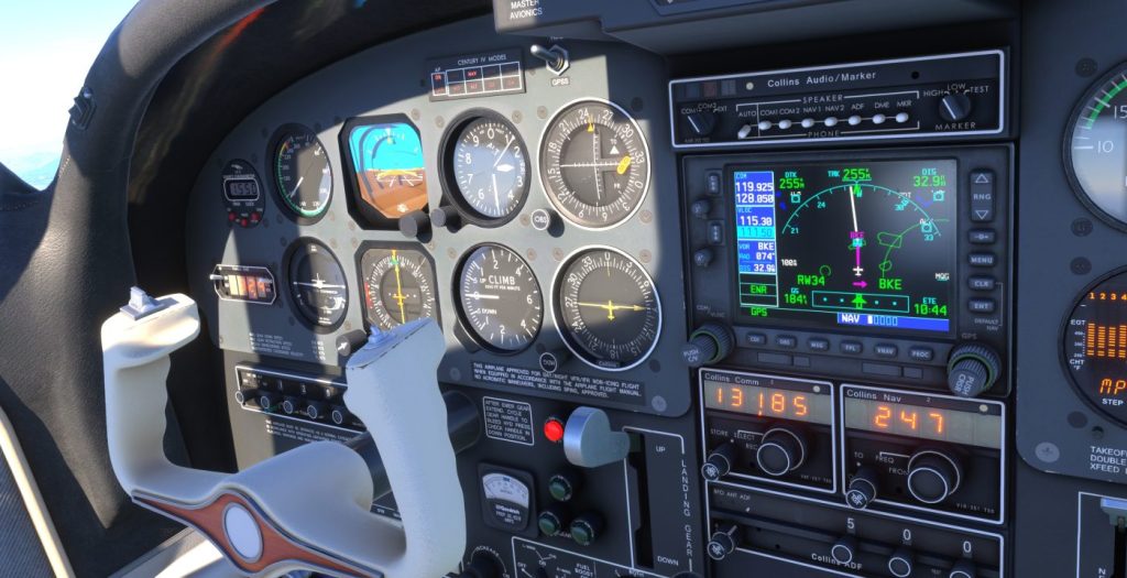 The cockpit of the Accu-Sim Aerostar 600, designed by A2A Simulations for MSFS 2024.