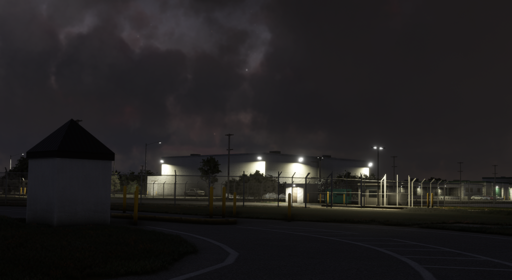 Insim night view of VerticalSim's Palm Beach international airport's apron