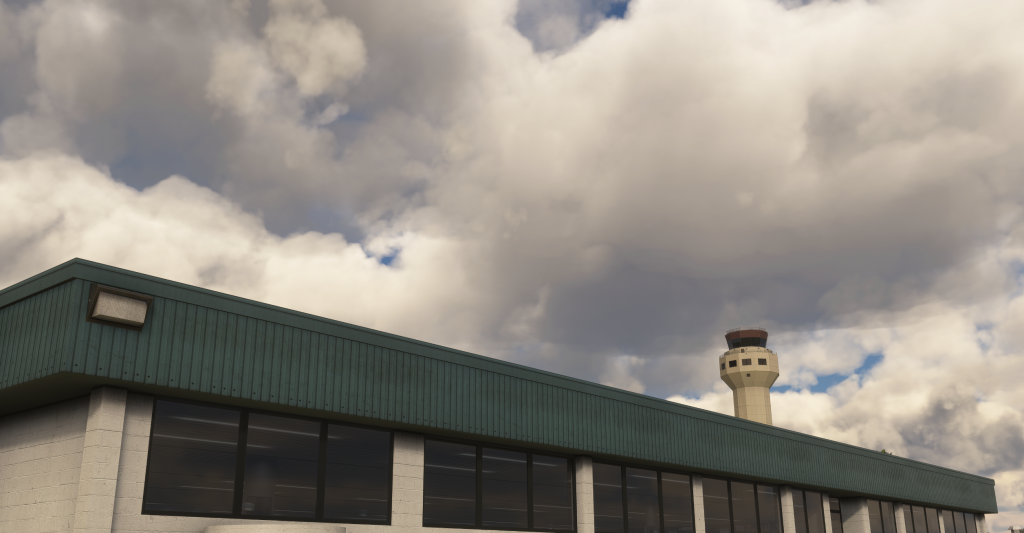 Insim view of VerticalSim's Palm Beach international airport's Buildings and Tower