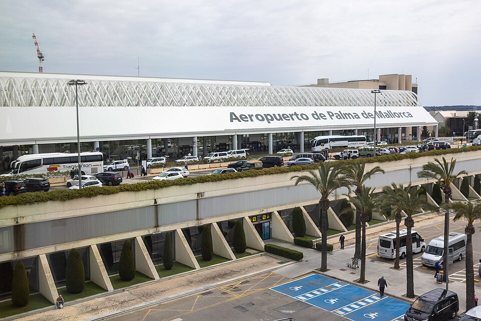 View of the terminal and road entry to Palma de Mallorca airport