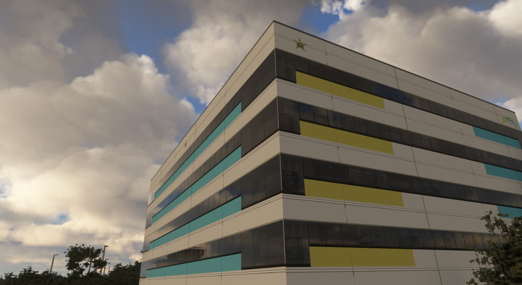 Insim view of VerticalSim's Palm Beach international airport's Sheriff's office headquarters