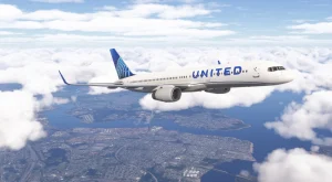 BlueBird 757 in MSFS 2024 United Airlines climbing