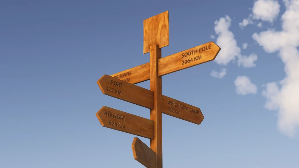 Signboard with points of interest within the region - iniBuilds Wolf's Fang Airport