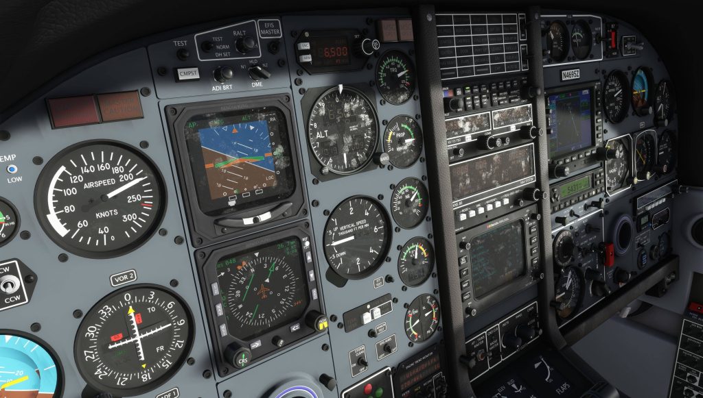 In sim view of Black Square's TBM 850 cockpit. 