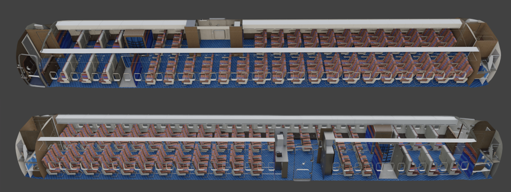 FSS 727-100 seats modelled