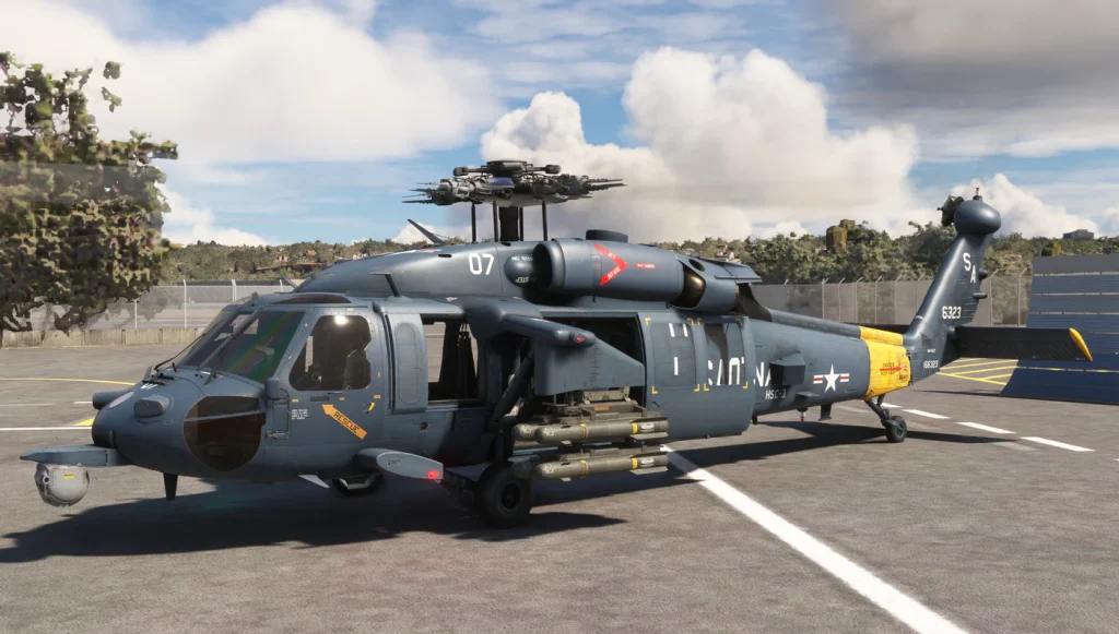 In sim view of Miltech's MH-60 for MSFS 2020 and 2024