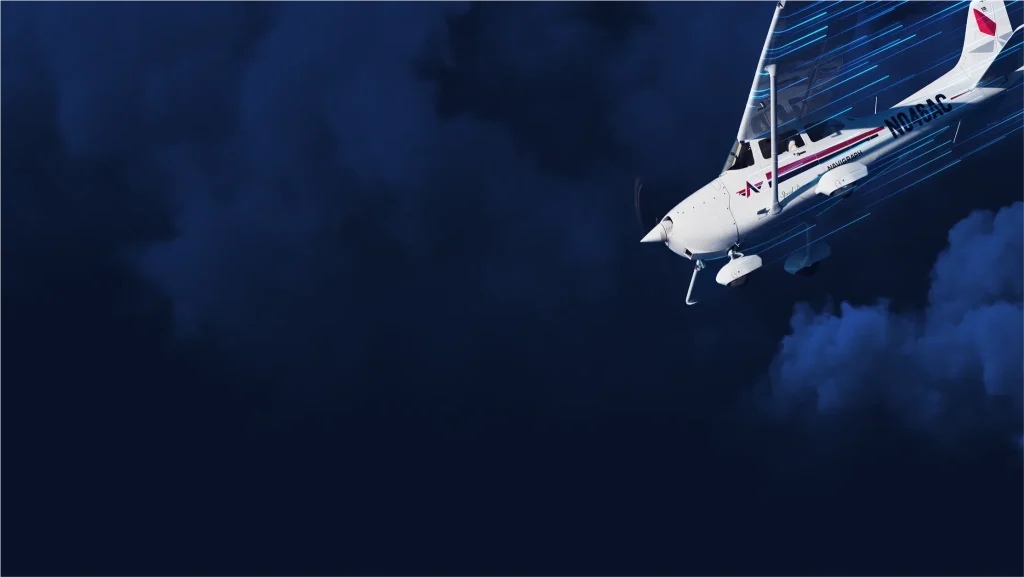 cessna 172 with simulated wind streams