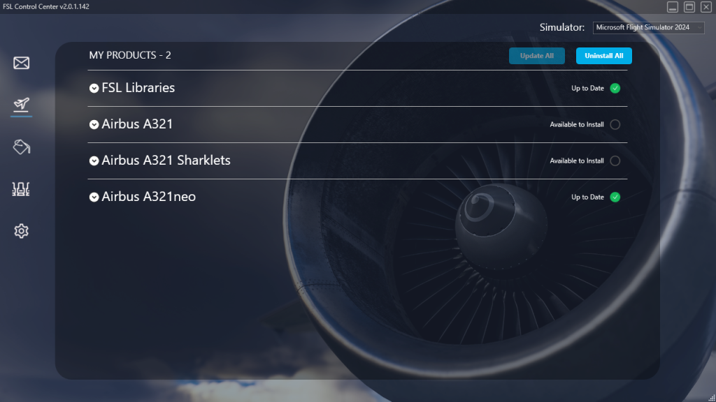 FSLabs A321 NEO Review FSL Control Center Menu 1