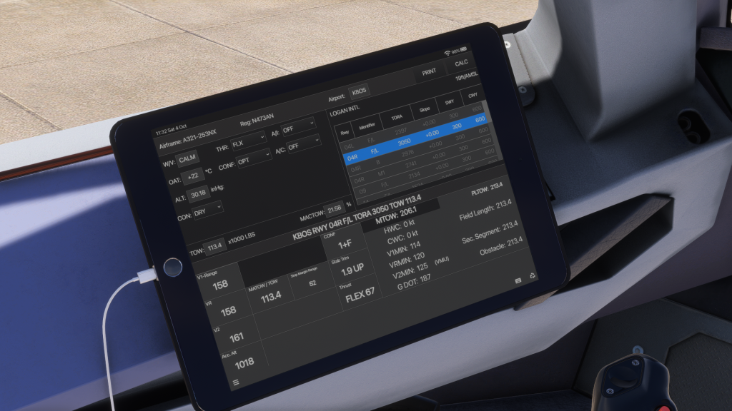 FSLabs A321 NEO Review Take-off performance calculator