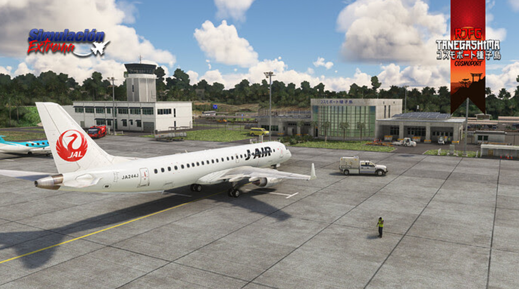 J-Air E-Jet parked at the ramp of Simulación Extrema's Tanegashima Airport