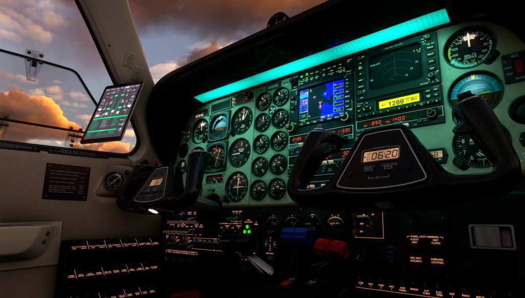 The Black Square cockpit illuminated in MSFS.