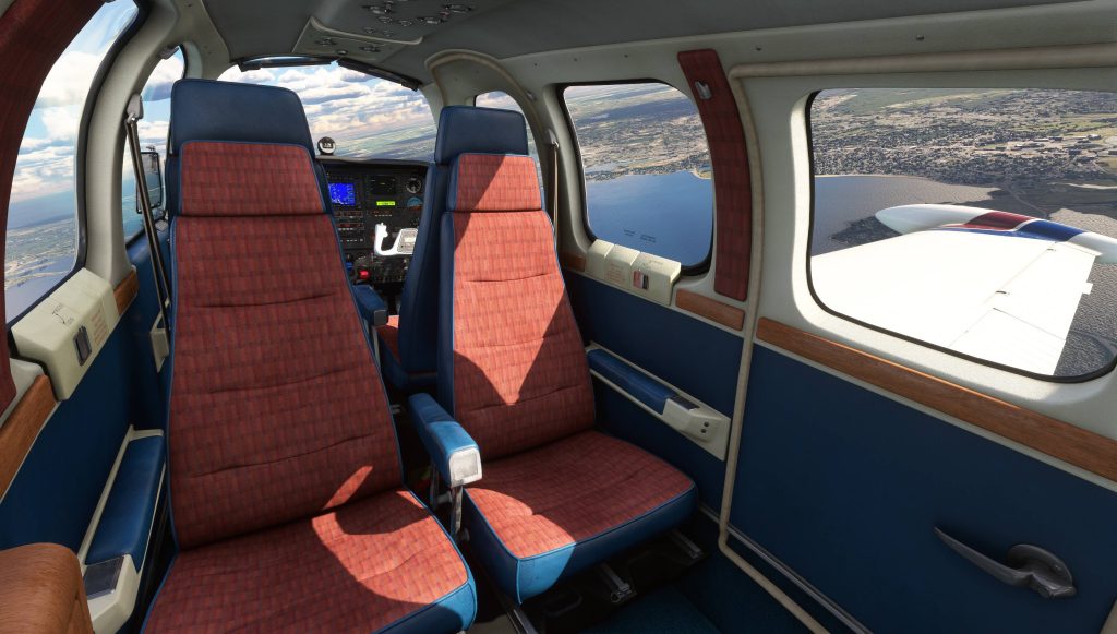 A highly detailed cabin in MSFS.