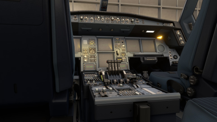 The flight deck of the Aerosoft A340-600 Pro