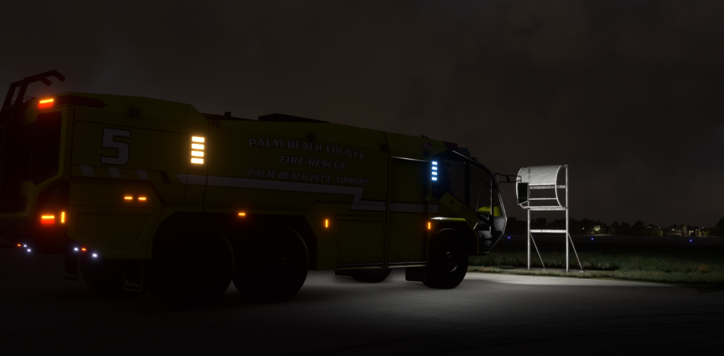 ARFF fire truck positioned on the ramp
