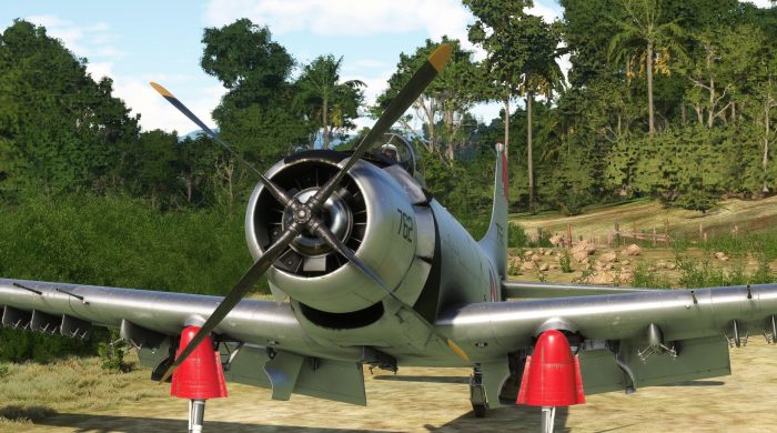 In sim view of Miltech's upcoming AH-1 Skyraider for MSFS 2020 and 2024