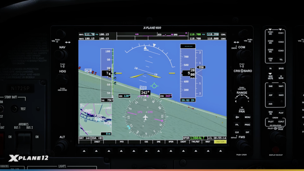 In sim view of X-Plane 12.3.0 new synthetic vision system 