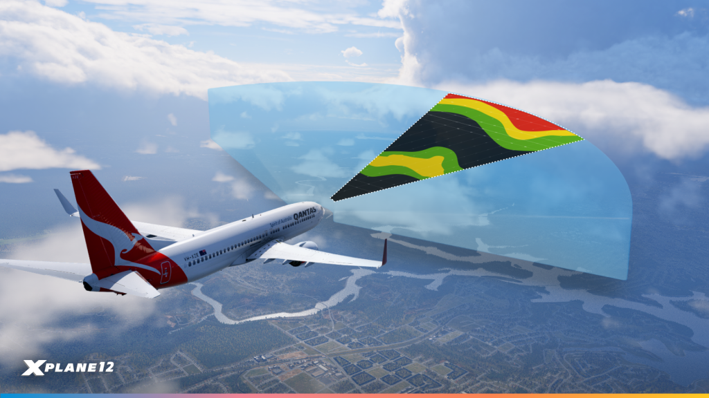 Development view of X-Plane 12.3.0 new weather radar system 